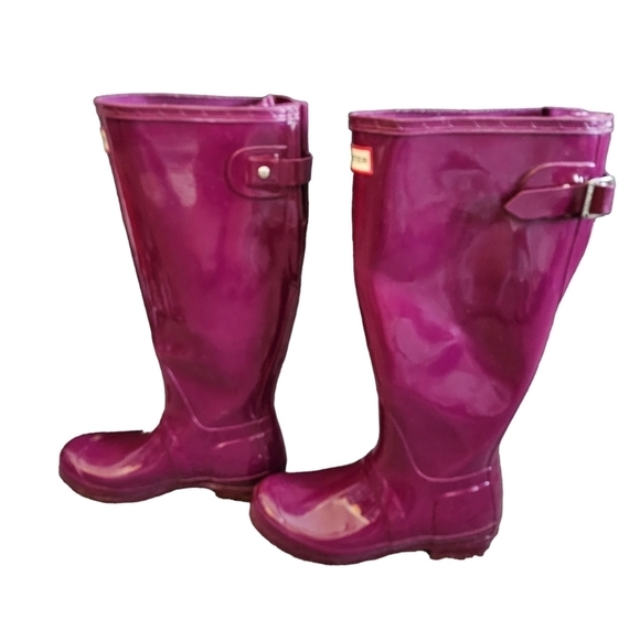 Hunter Tall Glossy Violet Rain Boots Sz 5 - Picture 4 of 15